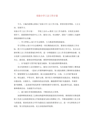 实验小学工会工作计划