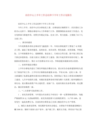 农经中心上半年工作总结和下半年工作计划报告
