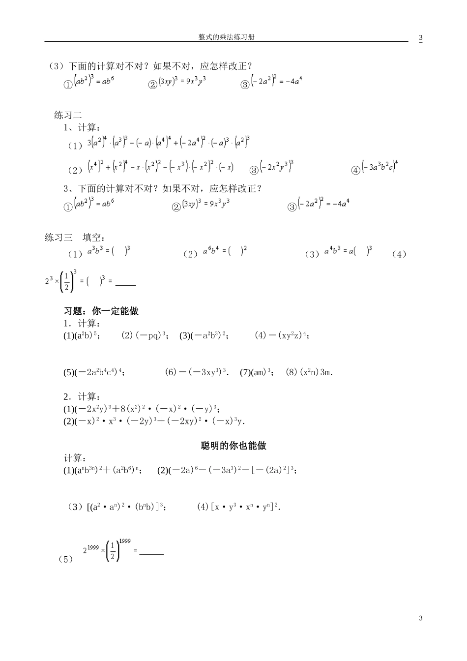 练习册整式的乘法_第3页