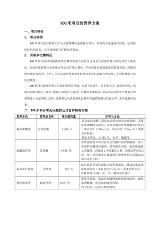 米项目的营养方案