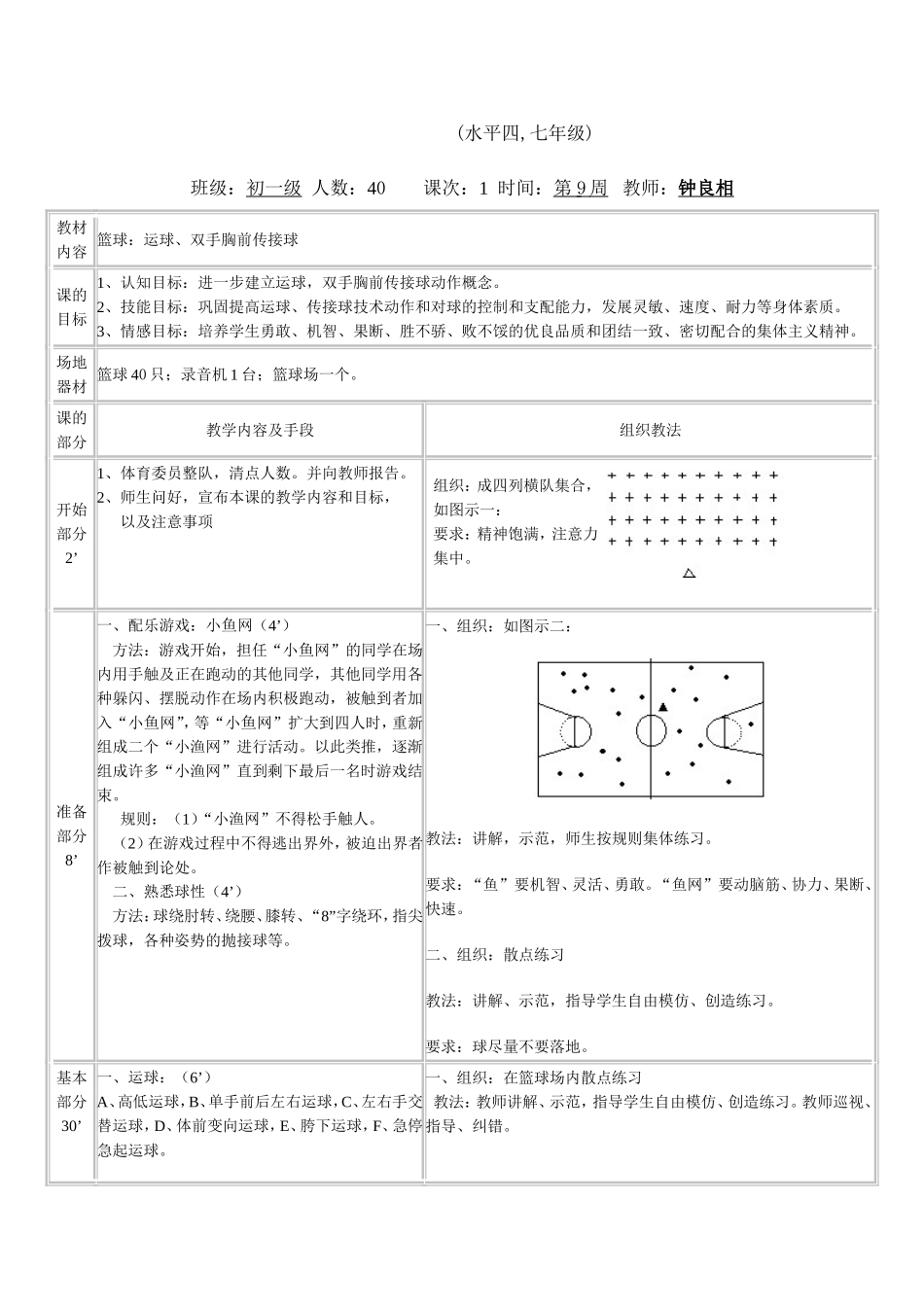 篮球运球、双手胸前传接球教学设计(钟良相2015年)_第3页