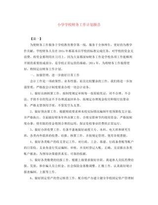 小学学校财务工作计划报告