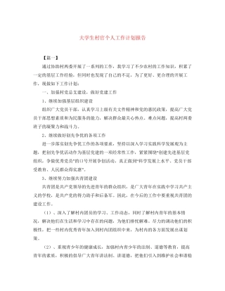 大学生村官个人工作计划报告