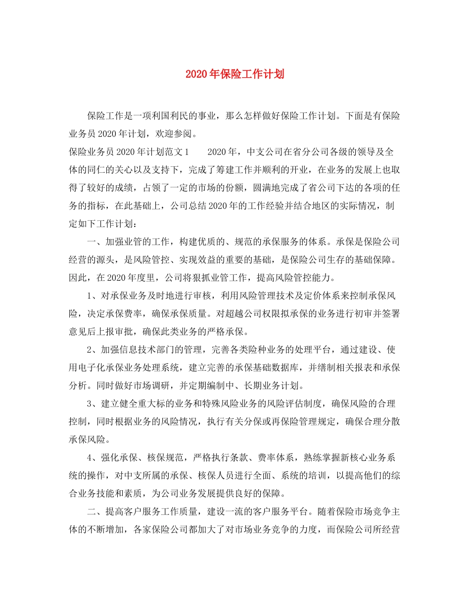 2020年保险工作计划_第1页