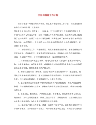 2020年保险工作计划