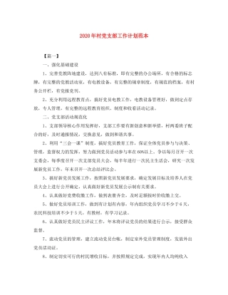 2020年村党支部工作计划范本
