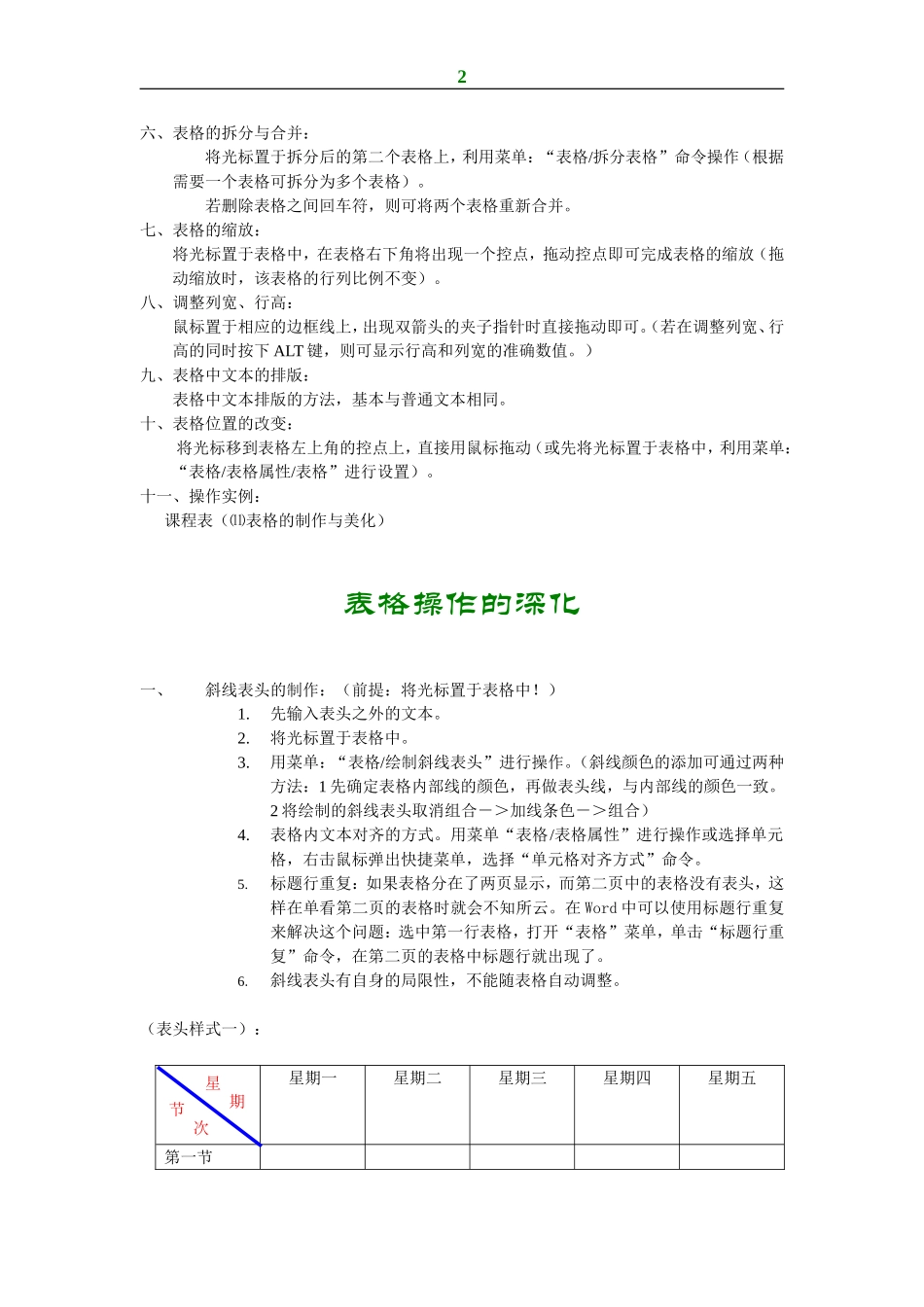 第六讲表格的操作（表格的基本操作、表格操作的深化、表格的操作技巧）_第2页
