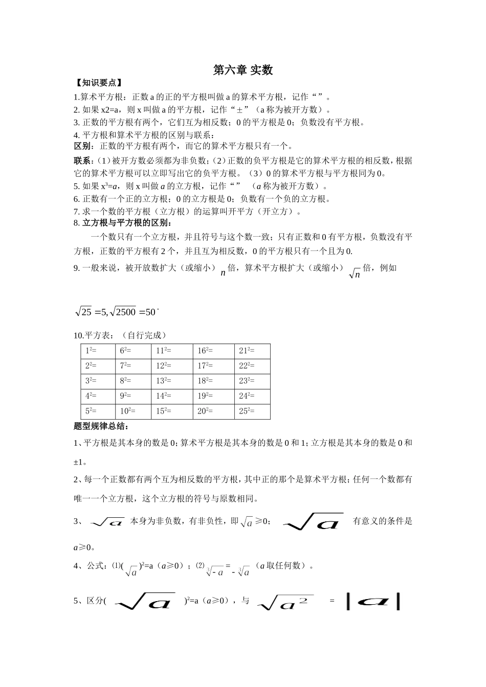 第六章实数知识点_第1页