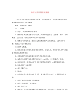 助理工作计划范文模板