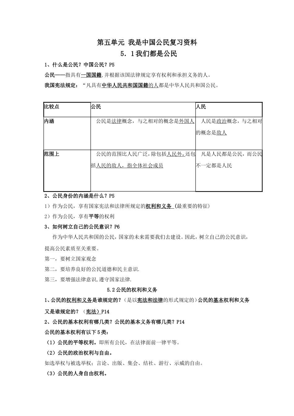 第五单元我是中国公民复习资料罗洁璐_第1页