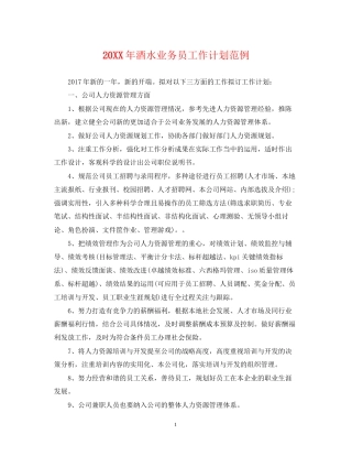 酒水业务员工作计划范例