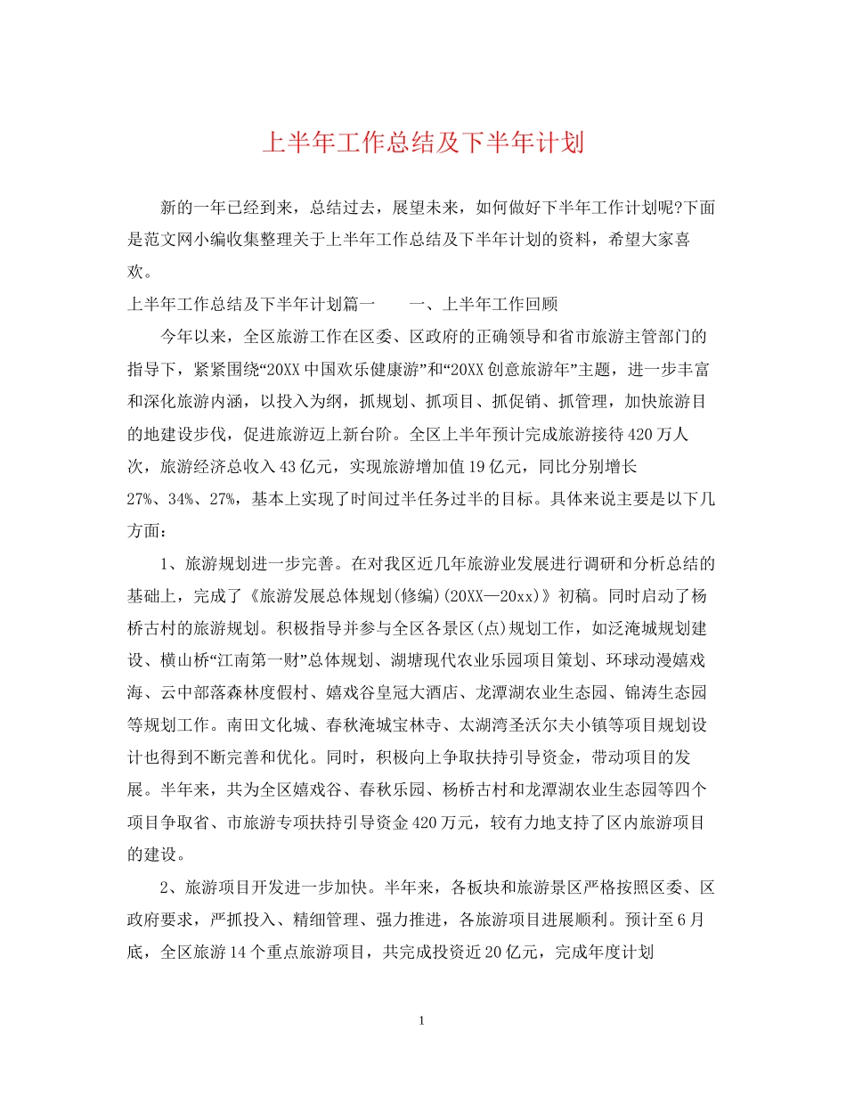 上半年工作总结及下半年计划_第1页