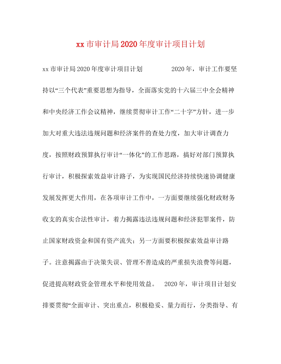 市审计局年度审计项目计划_第1页