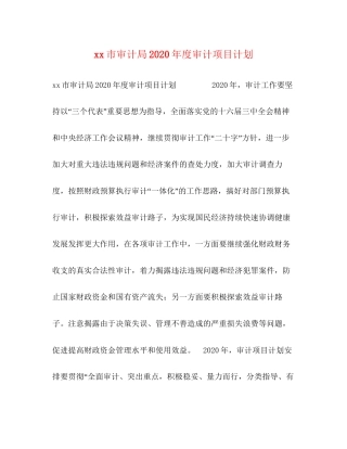 市审计局年度审计项目计划