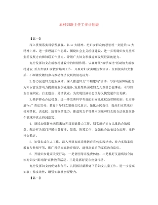 农村妇联主任工作计划表