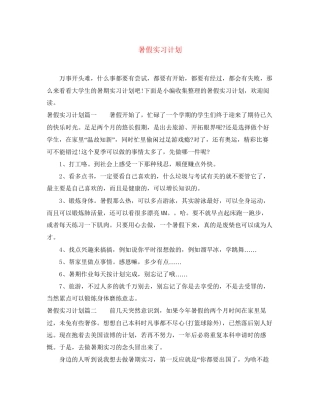 暑假实习计划