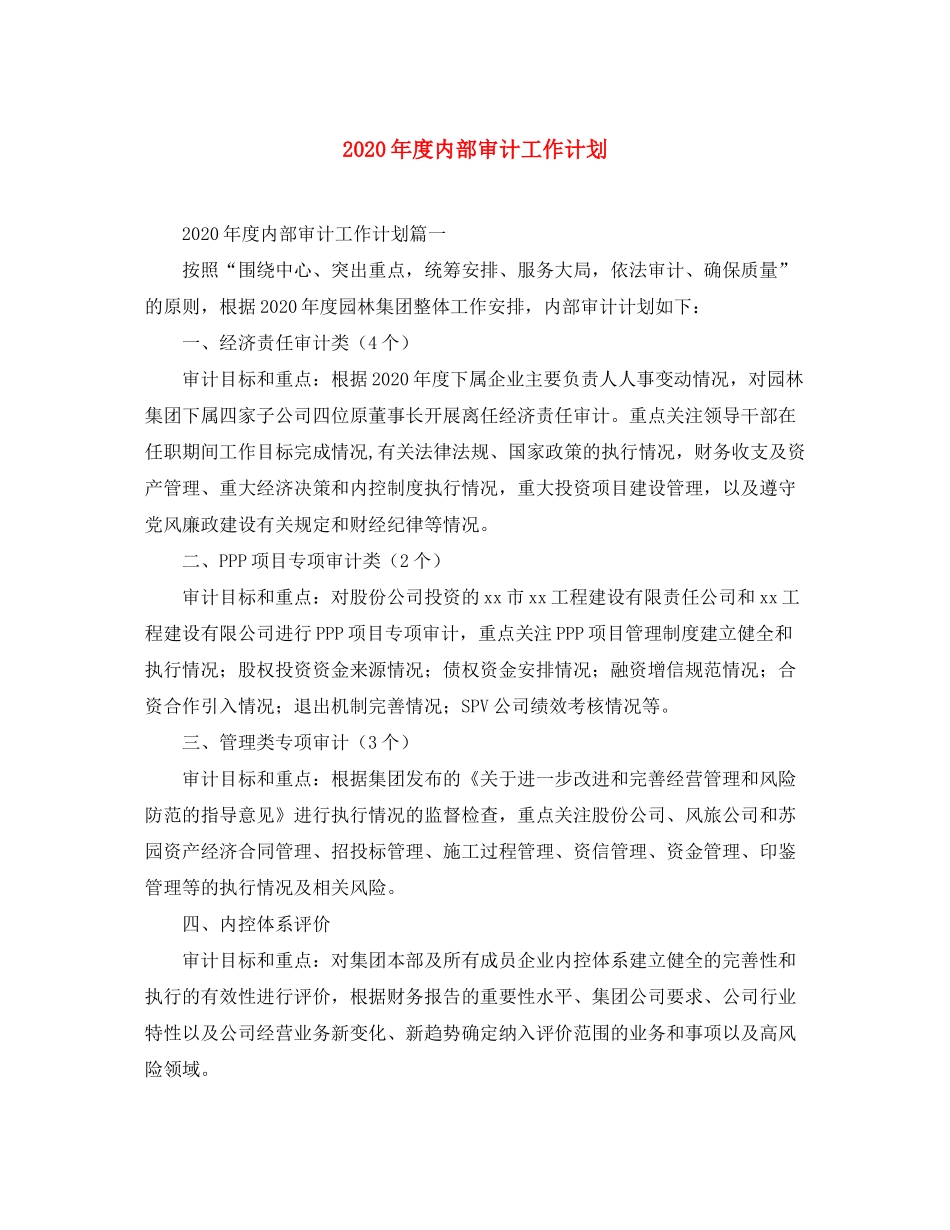 2020年度内部审计工作计划_第1页