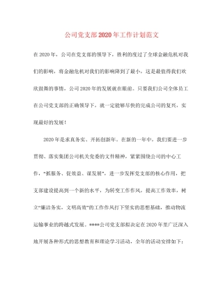 公司党支部年工作计划范文