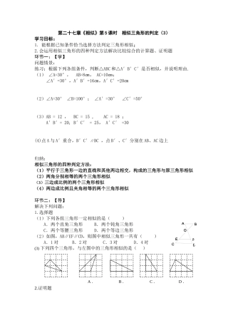 第二十七章学案5：相似三角形的判定（3）