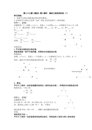 第二十七章学案3：相似三角形的判定（1）