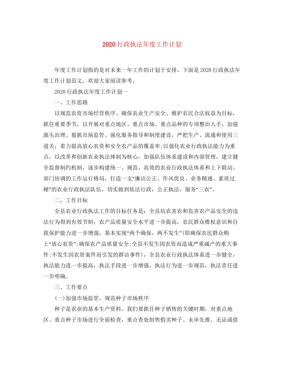 行政执法年度工作计划_第1页