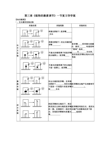 第三章《植物的激素调节》一节复习导学案