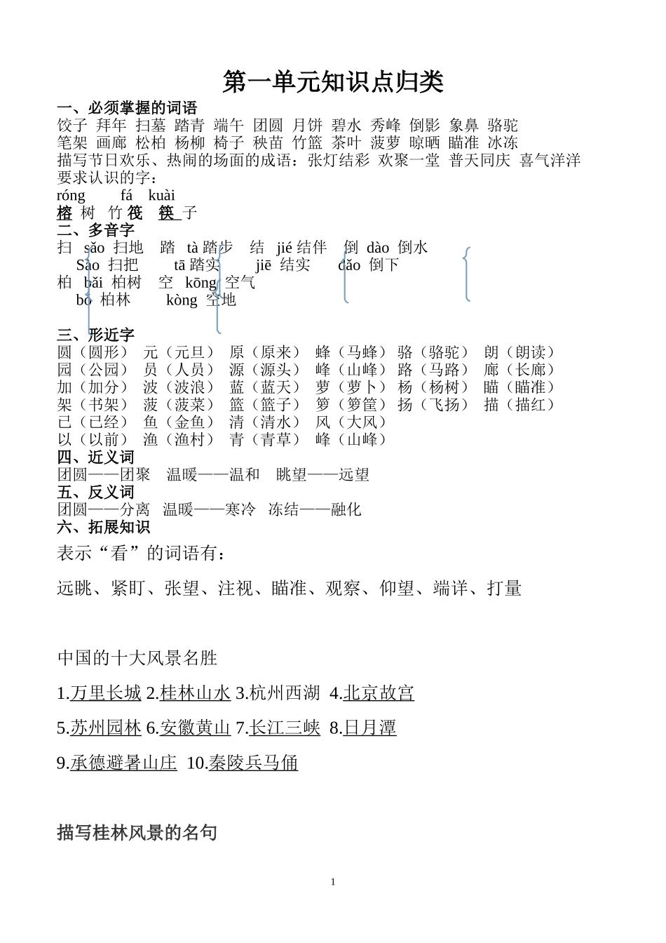 第一到四单元知识点归类_第1页