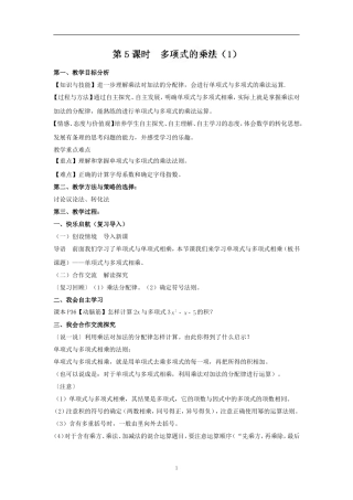 第2章《整式的乘法》教学案（第5课时）
