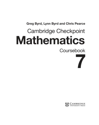 Cambridge Checkpoint Mathematics Coursebook 7 -- Greg Byrd, Lynn Byrd and Chris Pearce剑桥数学完整