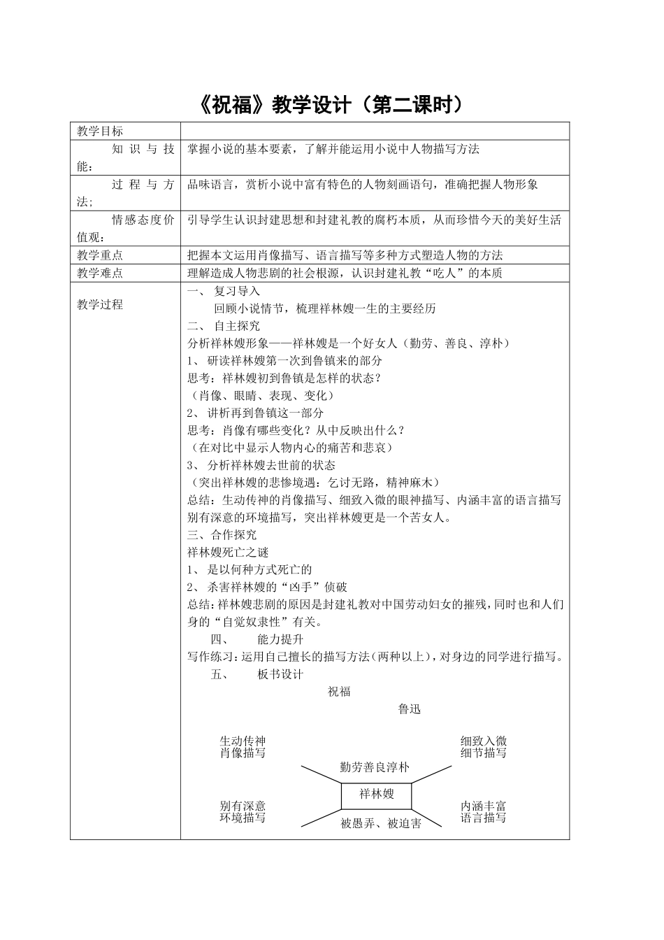 祝福公开课教案_第1页