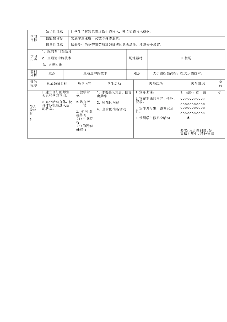 短跑途中跑技术教学教案1_第2页