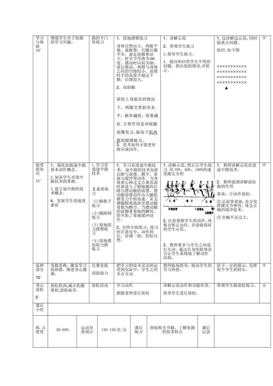 短跑途中跑技术教学教案1_第3页