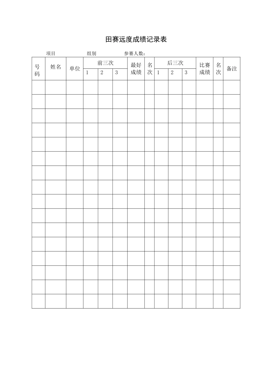 田赛远度成绩记录表_第1页
