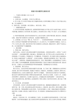 班级中的问题学生案例分析