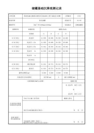 储罐基础沉降观测记录
