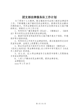 团支部法律服务队工作计划