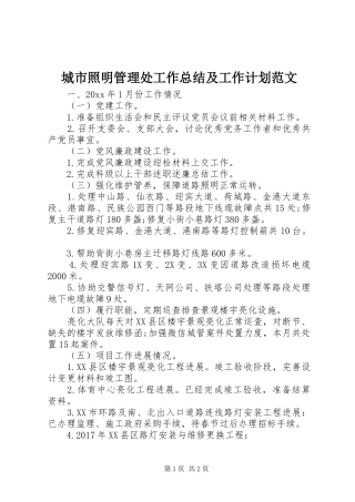 城市照明管理处工作总结及工作计划范文