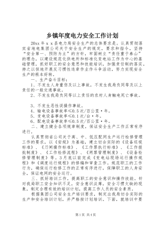 乡镇年度电力安全工作计划