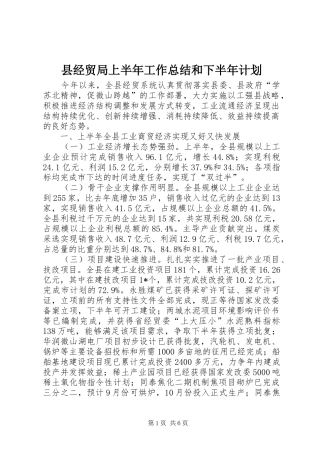 县经贸局上半年工作总结和下半年计划