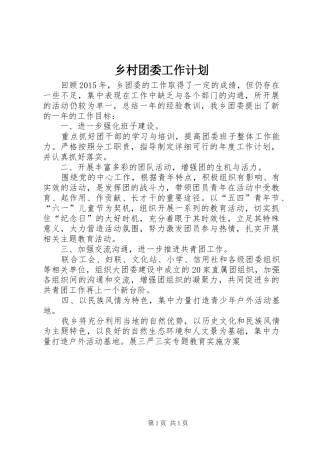 乡村团委工作计划