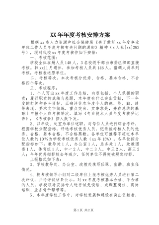 XX年年度考核安排方案