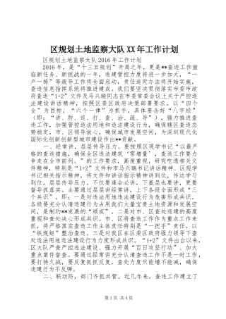 区规划土地监察大队XX年工作计划