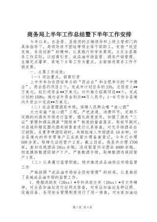 商务局上半年工作总结暨下半年工作安排