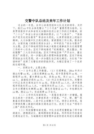 交警中队总结及来年工作计划