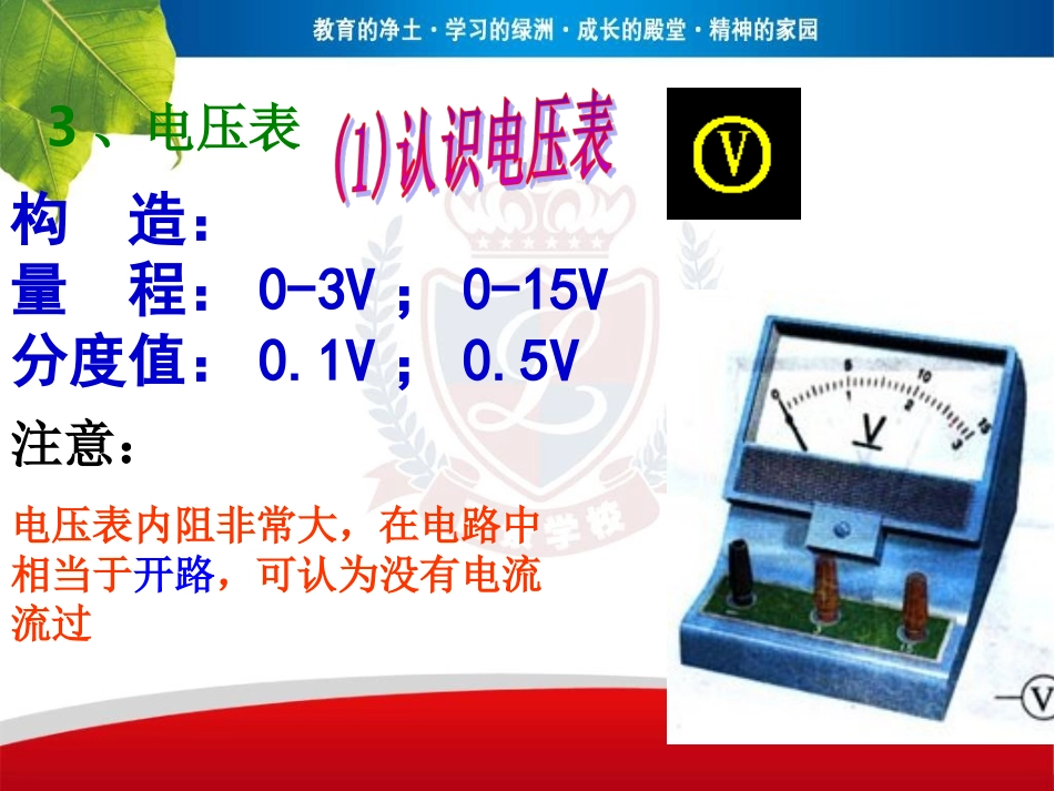 广东省中山市丽景学校人教版九年级全册第16章+电压+电阻+复习课件（共67张PPT）_第3页