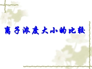 离子浓度大小的比较