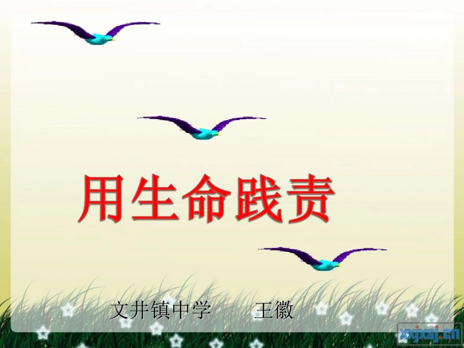 人民版九年级思品第5课第二框+用生命践责（共15张PPT）_第1页