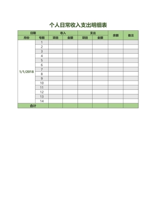 个人日常收入支出明细表