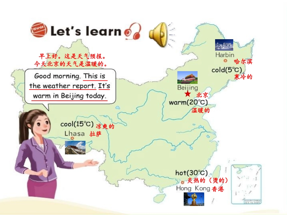 四年级英语下册Unit4It'sWarmToday第一课时课件_第2页