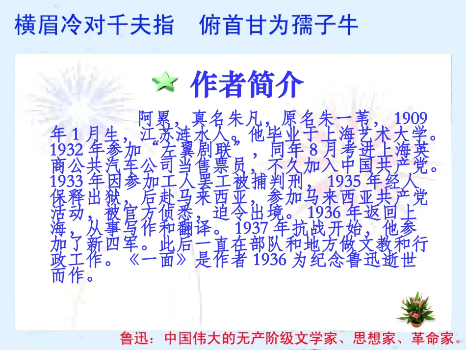 小教语文六年级上册20课《一面》课件_第3页